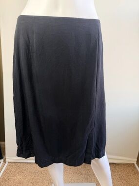 Tommy Bahama Silk Skirt Size 12 Dark Navy Black A Line Knee Length